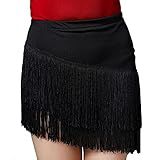 Libaobaoyo Girls Fringe Dance Skirt Mini Layered Tassel Latin Ballroom Tango Performance Outfits Black