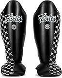 Fairtex SP5 Muay Thai Shin Guards for Men, Women, Kids | Shinguards are Premium, Lightweight & Durable | Extended Protection to Avoid shin splints During Training or Sparring - Large,Black