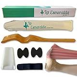 Ballet Professional Wooden pine foot Stretchers set for Dancers, Elastic Stretch Band, Two pads, leg strap, carry bag and gift box. (Wooden wood color Foot Stretcher set with carry bag and gift Box)