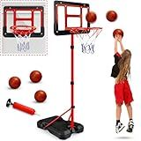 Kids Basketball Hoop with Stand, Adjustable Basketball Set, Toddler Basketball Toys for Boys Age 3 4 5 6 7 8, Indoor Outdoor Backyard Sport Game Gifts