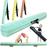 PreGymnastic 6FT/8FT/9.5FT Folding Balance Beam for Kids Ages 3-12, Foldable Gymnastics Floor Beam-Extra Firm Suede Cover with Carrying Bag for Home-Gym Equipment for Toddler Teenager