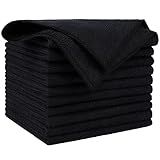 AIDEA Microfiber Cleaning Cloth Black 10PK, Microfiber Towels for Cars, Premium Wash Cloths, Dusting Cloth Lint Free Cleaning Rags for SUVs, House, Kitchen, Window, Cleaning Supplies12×12"