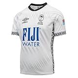 Umbro Men's 25/26 Fiji Rugby Home Jersey, White/Black/Blue, Large