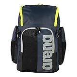 ARENA Spiky III Backpack 45 Swimming Athlete Sports Gym Rucksack Large Training Gear Equipment Swim Bag for Men and Women, 45 Liters, Navy/Neon Yellow