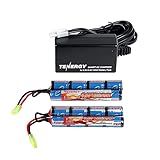 Tenergy Combo Charger and 2 Pack 9.6V NiMH 1600mAh Rechargeable Butterfly Battery Packs with Mini Tamiya Connector for Airsoft AEGs