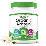 Orgain Organic Vegan Protein Powder, Vanilla Bean - 21g Plant Based Protein, 4g Prebiotic Fiber, No Lactose Ingredients, No Added Sugar, Non-GMO, For Shakes & Smoothies, 1.02 lb (Packaging May Vary)