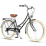 AVASTA Astrid Women's 26" Hybrid Bike, Black Frame, Cream Tires