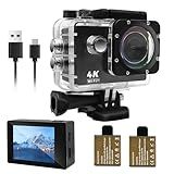Cecosy Action Camera 4K 30FPS, Waterproof Camera 30M Underwater Ultra HD 131FT 170°Wide Angle Shooting, with 2 x 1050 mAh Batteries for Swimming, Cycling, Fishing, Climbing