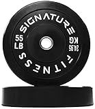 Fitvids 2" Olympic Bumper Plate Weight Plates with Steel Hub, 55LB, Pair