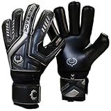 Renegade GK Talon Blackhawk Goalie Gloves with Pro-Tek Fingersaves | 4mm Hyper Grip & Duratek | Black Soccer Goalkeeper Gloves (Size 6, Youth, Kids, Roll Cut, Level 2)