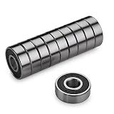 Precision 608 RS ABEC 9 Bearings for Scooters,Longboards and Skateboards (Pack of 10 PCS) (Black)