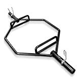 Olympic Hex Bar, Trap Bar 56" Chrome Finish Hex Weight Lifting Bar Deadlift Bar with Two-Handle, for Squats, Deadlifts, Shrugs Power Pulls, 1000Lbs Weight Capacity (25KG Black)