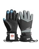 OutdoorMaster Ski Snow Gloves for Women & Men, 3M Thinsulate Waterproof Snowboard Gloves, Winter Warm Windproof Snowmobile with Double-Pocket