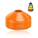 Ashsajkd Orange Soccer Cones(Set of 50)-Agility Soccer Cones,Disc Soccer Cones with Carry Bag & Strap,Flexible & Heavy Duty, Cones for Sports Training, Football,Basketball, Indoor& Outdoor Activities