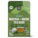 FGO Organic Japanese Matcha + Green Tea, 100 Count, Eco-Conscious Tea Bags, Resealable Bag, Packaging May Vary (Pack of 1)