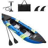 WETURE Inflatable Kayak 2 Person, Tandem Touring Kayaks for Adults, 12.5FT 507 LBS Capacity, Portable Kayak with Luminous Strips, Adjustable Kayak Seat, 2 Paddles, 2 Tail Fins, Pump &Storage Bag,Blue