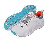 KNK Gowin Tyro Metal Spike Cricket Shoe for Outdoor and Field Sports with All Round Performance (White/Island Blue, US Footwear Size System, Adult, Men, Numeric, Medium, 10)