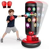 HopeRock Punching Bag for Kids, Boxing Set with Scoring, Light, Music, 4 Game Modes, Inflatable Boxing Bag with Gloves, Birthday Gifts Toys for 4-8-12 Years Old Boys (Patent Pending)