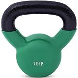 JFIT Vinyl-Coated Cast Iron Kettlebell Weight – Flat Bottom Kettlebell for Strength Training, Cross Training & Home Gym Workouts, 10lb-Green