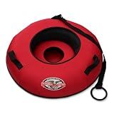 Flexible Flyer Heavy-Duty Commercial Grade Winter Snow Tube - Hard Plastic Bottom Inflatable Adult Sled with Commercial Strength Pull Strap and Additional Insert for Bump Protection, 42" x 42" x 11"