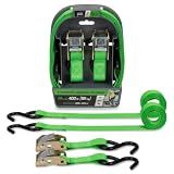 SmartStraps 6 ft Cambuckle Tie Down Straps, 2 Pack, 1,200 lb, Green