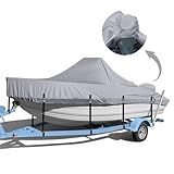 Seapisode Center Console Boat Cover, 900D Heavy Duty Boat Center Console Cover, Waterproof Boat Covers 17-19 FT with Motor Cover and Metal Windproof Adjustable Buckle, Gray