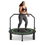 40" Mini Rebounder Trampoline for Adults with Handle, Foldable Mini Trampoline with Bungees, Adjustable Foam Handle, Stable & Quiet, Max Load 440lbs