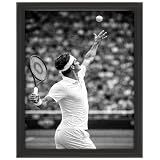 Posterizer - Tennis Champion Federer Tennis Poster Black White Action Serve Sports Wall Art - 08x10 Unframed