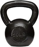Amazon Basics Cast Iron Kettlebell for Strength Training, Textured Wide Handle, 50 Pounds, Black