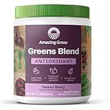 Amazing Grass Greens Blend Antioxidant: Super Greens Powder Smoothie Mix with Organic Spirulina, Beet Root Powder, Elderberry, Bilberry, Prebioitics & Probiotics, Sweet Berry, 30 Servings (Packaging May Vary)