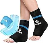 ComfiTECH Dual-Gel Ankle Ice Pack Wrap with Extended 30-Minute Cooling, Detachable Ice Pack & Flexible Reusable Gel Ice Sleeve Brace for Plantar Fasciitis, Achilles Tendonitis, S, 2 Packs