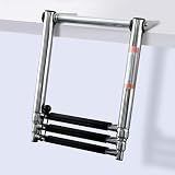 Boat Ladder,Stainless Steel Telescoping Folding Heavy Duty Pontoon Swim Boarding Ladder for Outboards,Yacht,Marine Fishing Boat