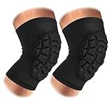 SZKANI Knee Pads Compression Leg Sleeve Knee Sleeve for All Sports Wrestling Protector Gear, Youth & Adult Sizes, 1 Pair of Knee Paded(Short Sleeve,Black_L_2 Pack)