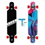 FISH SKATEBOARDS 41-Inch Downhill Longboard Skateboard Through Deck 8 Ply Canadian Maple, Complete Cruiser, Free-Style