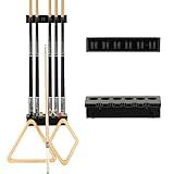 EXTCCT Pool Cue Rack Stick Holder - Wall Mount Billiards Pool Cue Rack Oak Solid Hardwood Pool Cue Set Holder for 6 Cues Sticks Storage Pool Table Accessories Equipment Organizer
