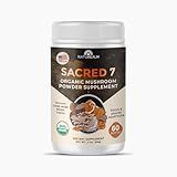 Sacred 7 Mushroom Coffee Booster | Organic Mushroom Supplement Powder – Lions Mane, Reishi, Chaga & More | Adaptogen + Nootropic | 100% Fruiting Bodies | Mix with Coffee,Tea, Smoothies - 60 Servings