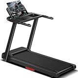 LONTEK Treadmills for Home, 3.0HP Quiet Brushless Folding Treadmill with Heart Rate Sensor, Silicone Damping System, 300lbs Weight Capacity, Holder for Cup&Phone