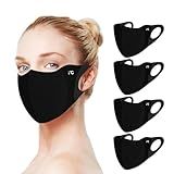 OUTDOOR CAT 4 Pieces Breathable Washable Reusable Sun Face Mask For Women Men,Skin-Friendly UV Face Shield For Running Hiking Motorcycle Riding Exercise And Other Sports, Black