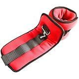 Signature Fitness Fully Adjustable Ankle Wrist Arm Leg Weights, 5 lbs each (10-lb pair), Red
