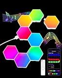 JIMIMORO Hexagon LED Light Panels 8 Pack – RGB Wall Decor Lights with Music Sync, App & Remote – Modular Home & Christmas Decor for Bedroom, Living Room, and Room Decor