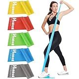 Resistance Bands for Physical Therapy, Working Out Bands, Latex Free Elastic and Exercise Bands Set for Stretching, Suitable for Rehab, Yoga, Pilates, Gym, Home Exercise (Five Colors)
