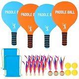 Beeplove 2 Sets Beach Games Toy Paddle Ball Set - Funny Paddleball Rackets Game, Outdoor Sports Toys for Kids Adults Family Games Yard Lawn Party Supplies, Beach Must Haves 2026, Blue Orange, Medium