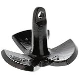 SeaSense River Boat Anchor - Ideal for Pontoons, Bass Boats & Fishing Vessels, Great for Strong Currents & Sandy, Muddy or Weedy Bottoms - Cast Iron w/ Black Vinyl Coating, 12 lbs, For Boats Up to 10’