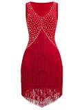 Rhinestones Fringe Tassel Latin Dance Dress for Women Competition Dance Costumes Latin Dresses for Ballroom Dress Tiered Flapper Dresses 1920s Cocktail Party Samba Tango Salsa Dancing Outfit Red S