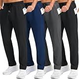 OYGSieg 4 Pack Mens Athletic Sweatpants with Zipper Pockets,Quick Dry Jogger for Men,Workout Casual Hiking Track Pants Men AM/02