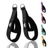 Lights Mountain Durable Pilates Double Loop D-Ring Straps - Padded Handles for Reformer, Yoga & Home Gym Workouts (black M)