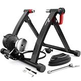 Sportneer Bike Trainer - Magnetic Indoor Cycling Trainer Stand for 26-28" & 700C Wheels, 6 Resistance Levels Stationary Bike Stand with Quick Release Lever & Front Wheel Riser Block Black