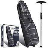 CHAMPKEY Premium Golf Travel Bags for Airlines - Hard Case Top Golf Travel Bag with Premium Oxford Fabric and Oversized Wheels（Bag with Support System）