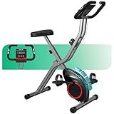 Indoor Exercise Bike Stationary Bikes for Home with 16-Level Magnetic Resistance, Lightweight Foldable Cycling Bike with 70% Pre-Assembled, 260 LBS Capacity, Flywheel of 5.5 LBS for Quiet Home Workout