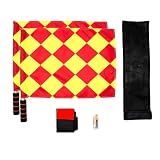 Soccer Referee Flag,Checkered Linesman Flags Set with Case，Metal Pole Foam Handle water Proof，Red Yellow Cards with Notebook and Pencil,Coach Stainless Steel Whistles with Lanyard 2Pcs (Style 1)